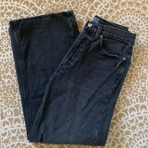 BDG High Waisted Wide Leg Washed Black Jeans